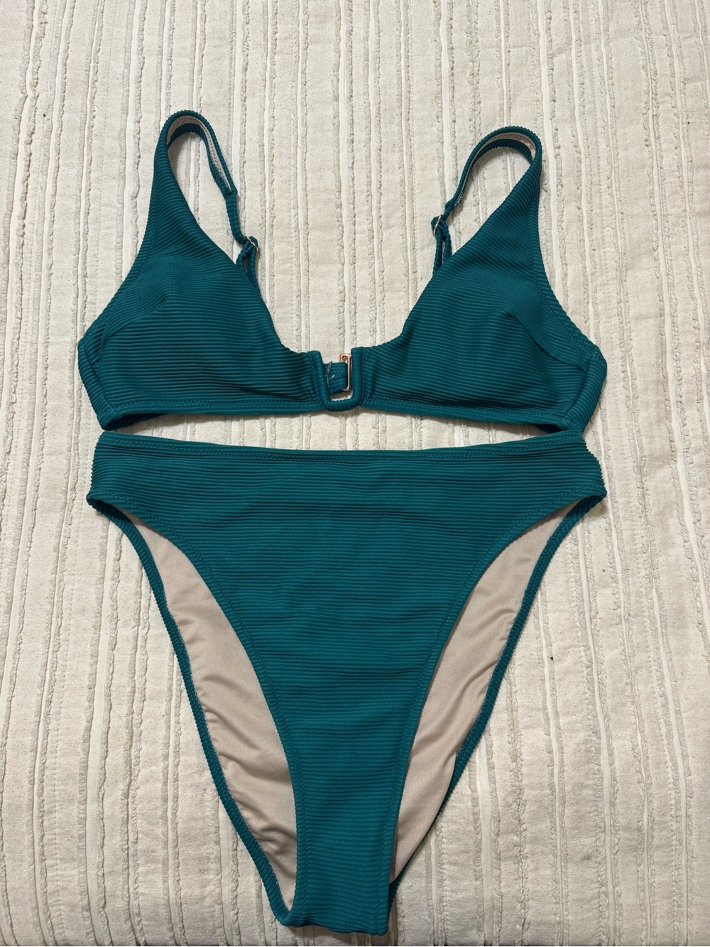 Shade & Shore dark green ribbed bikini set